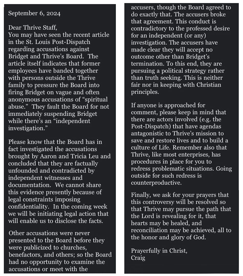 ThriVe Chairman Craig Weber鈥檚 message to staff